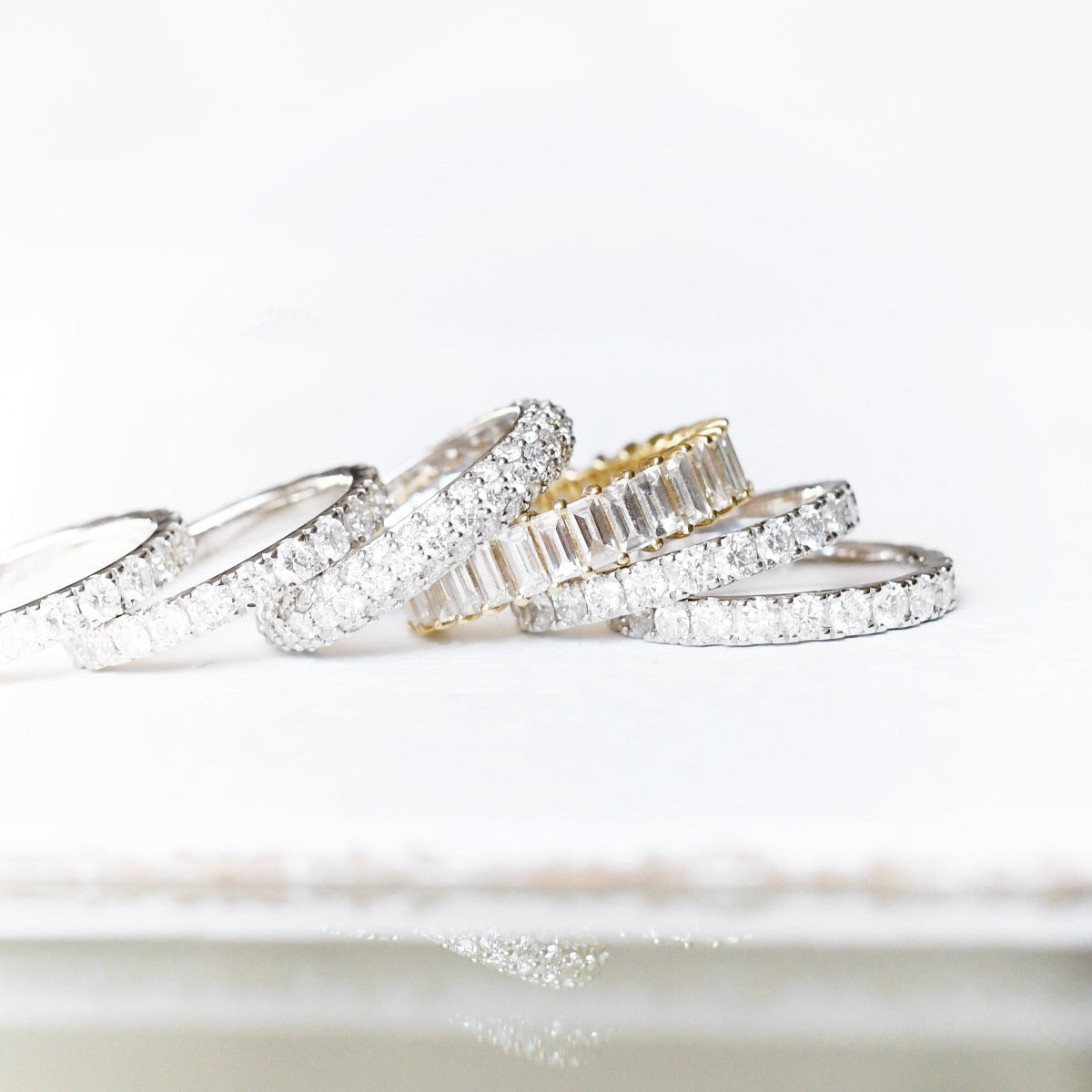 Eriness Yellow Gold Diamond Vertical Baguette Ring