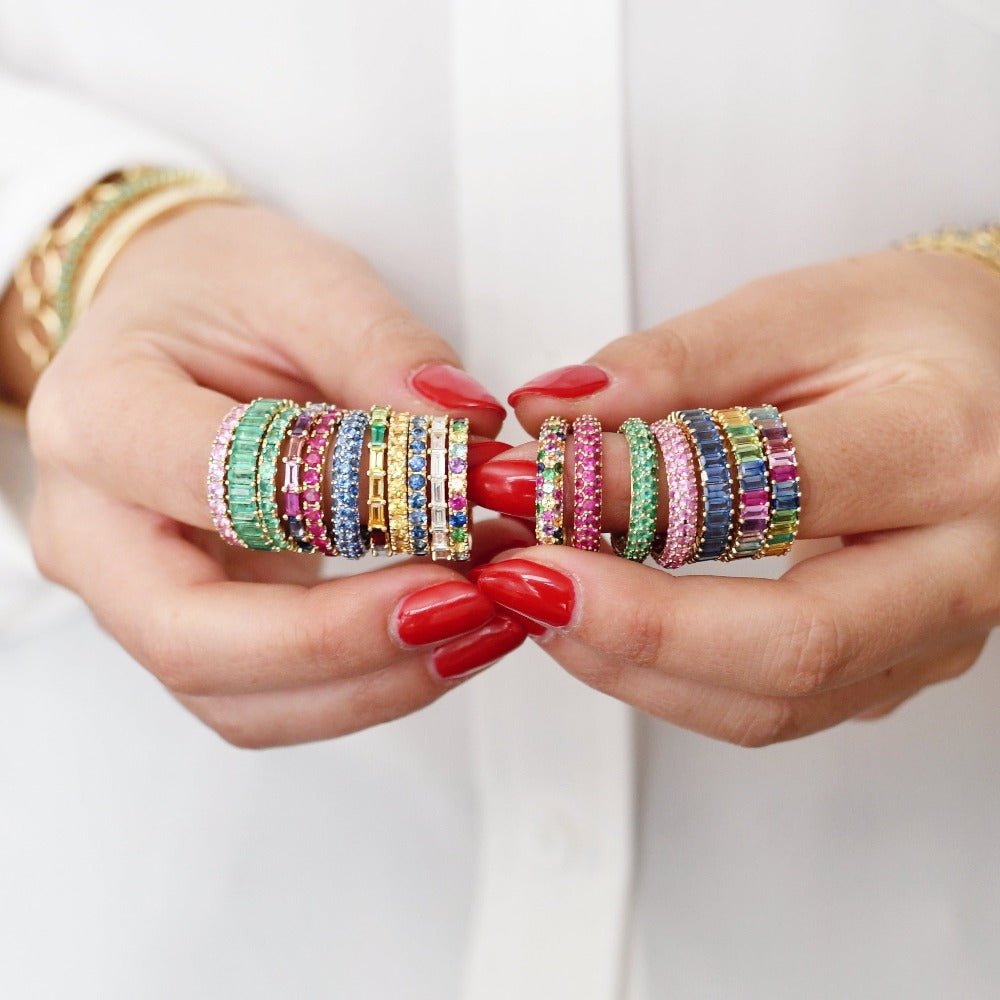 Eriness Yellow Gold Multi Colored Domed Ring