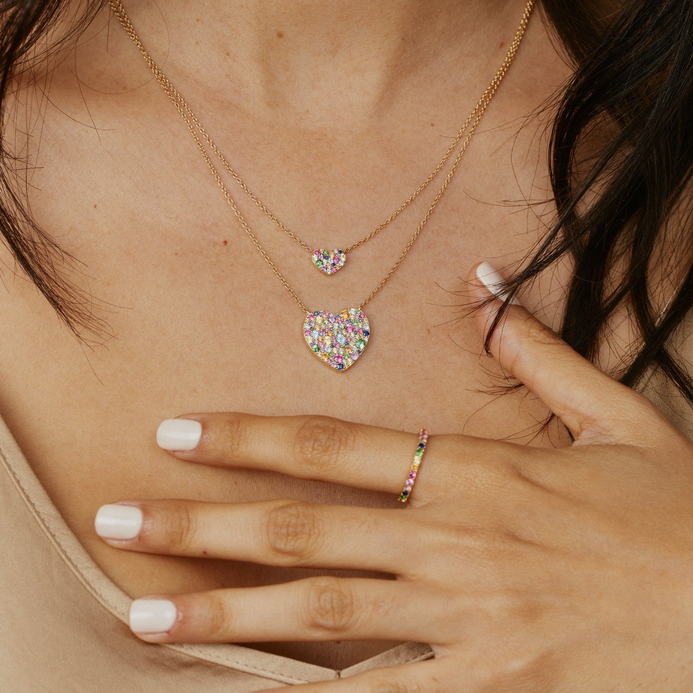 Classic Multi Colored Heart Necklace