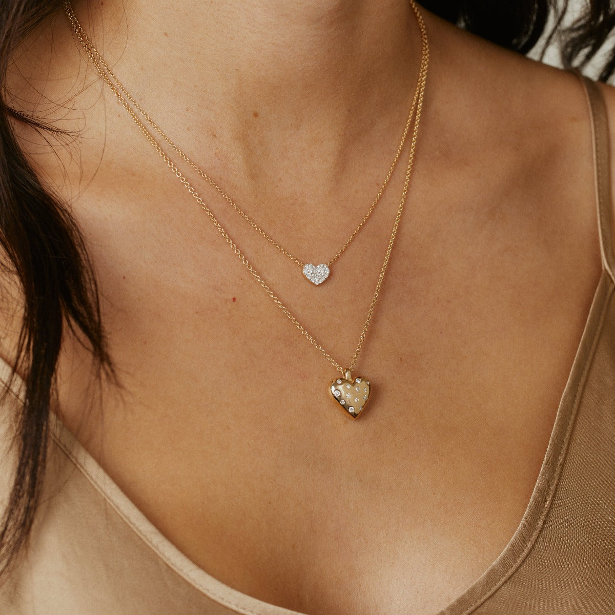 Diamond Smushed Heart Necklace