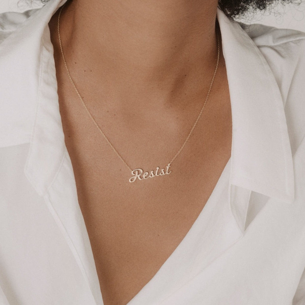 Resist Script Necklace