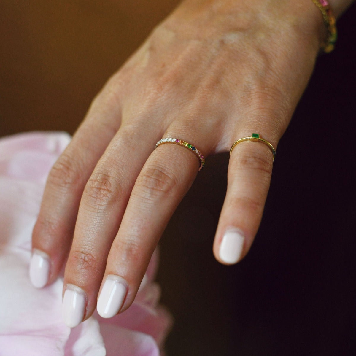 Emerald Princess Cut Pinky Ring