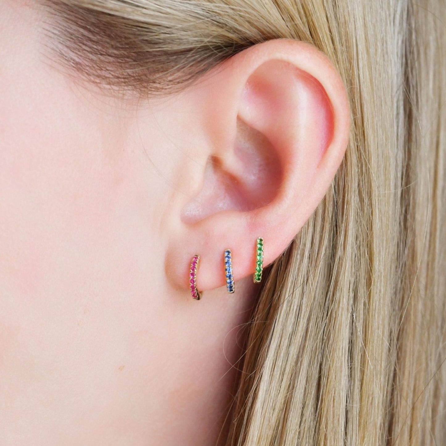 Mini Blue Sapphire Huggies