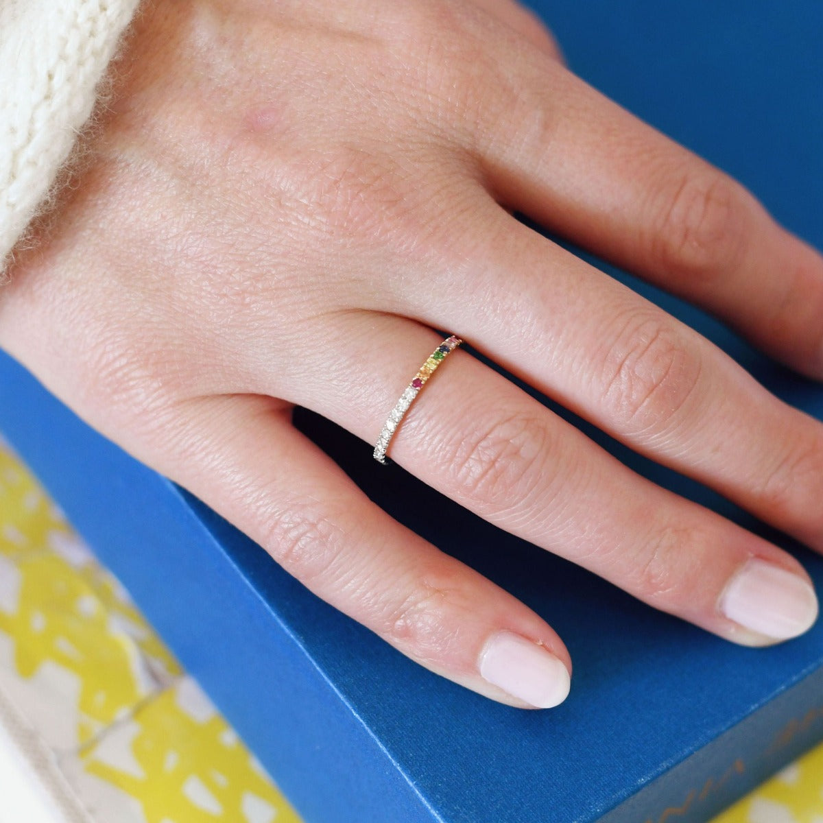 Rainbow and Diamond Eternity Band