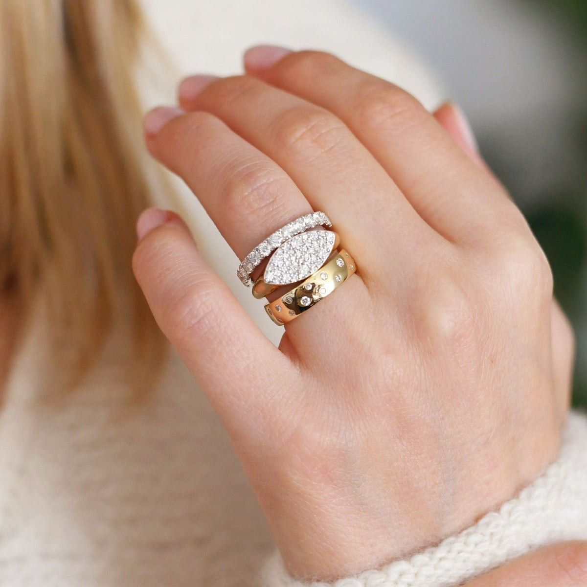 Diamond Evil Eye Signet Ring