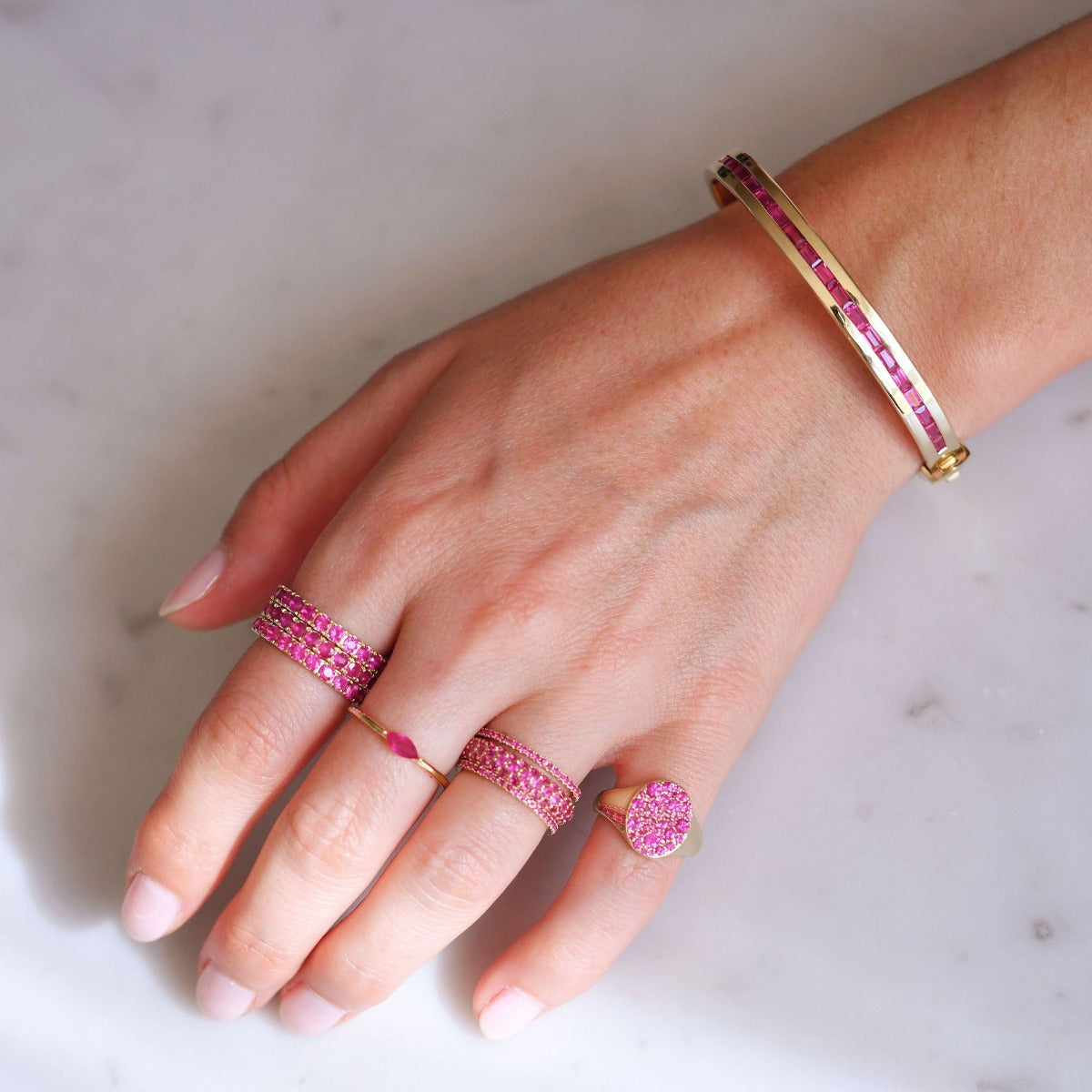 Ruby Baguette Row Bangle