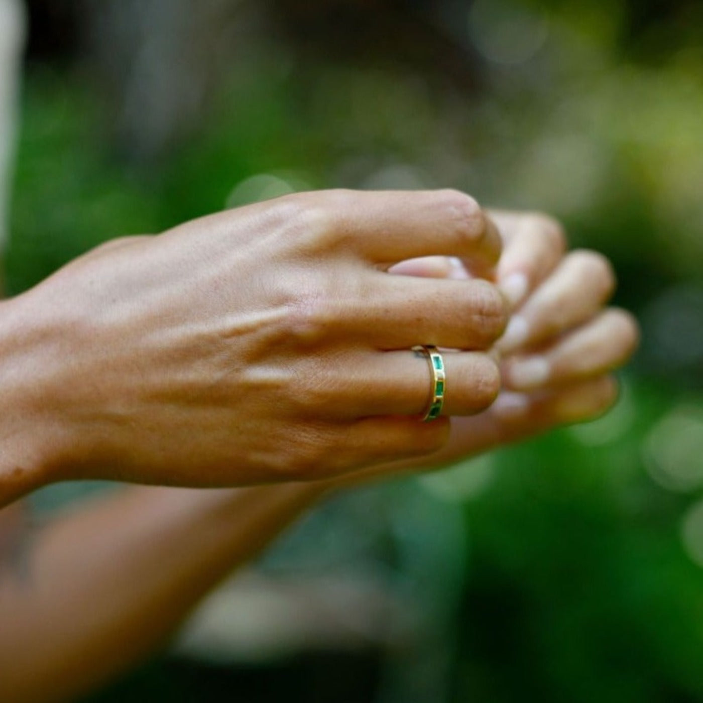 Stationary Emerald Baguette Ring