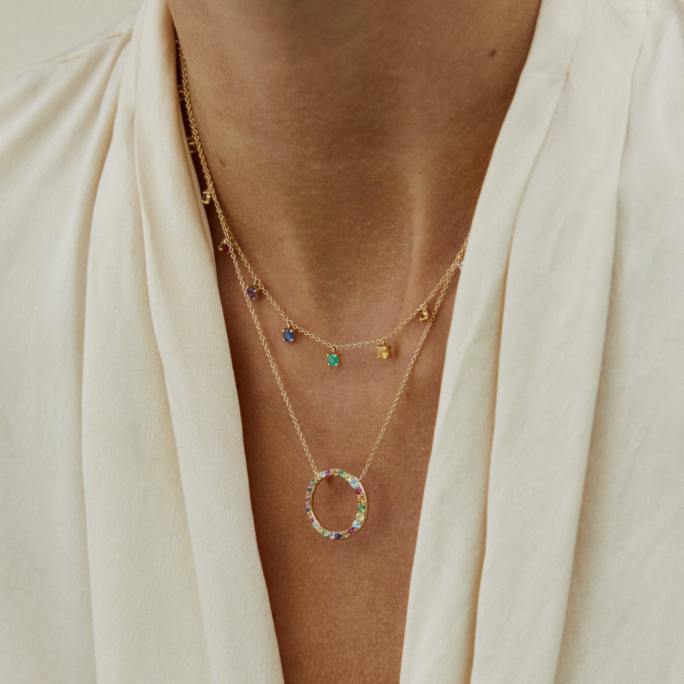 Asymmetrical Multi Colored Loop Necklace