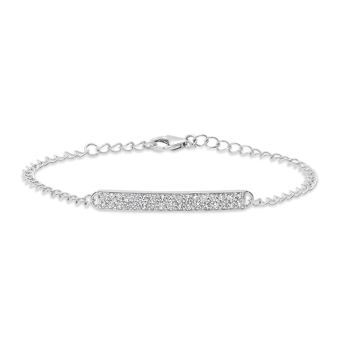 14K White Gold Diamond ID Bracelet