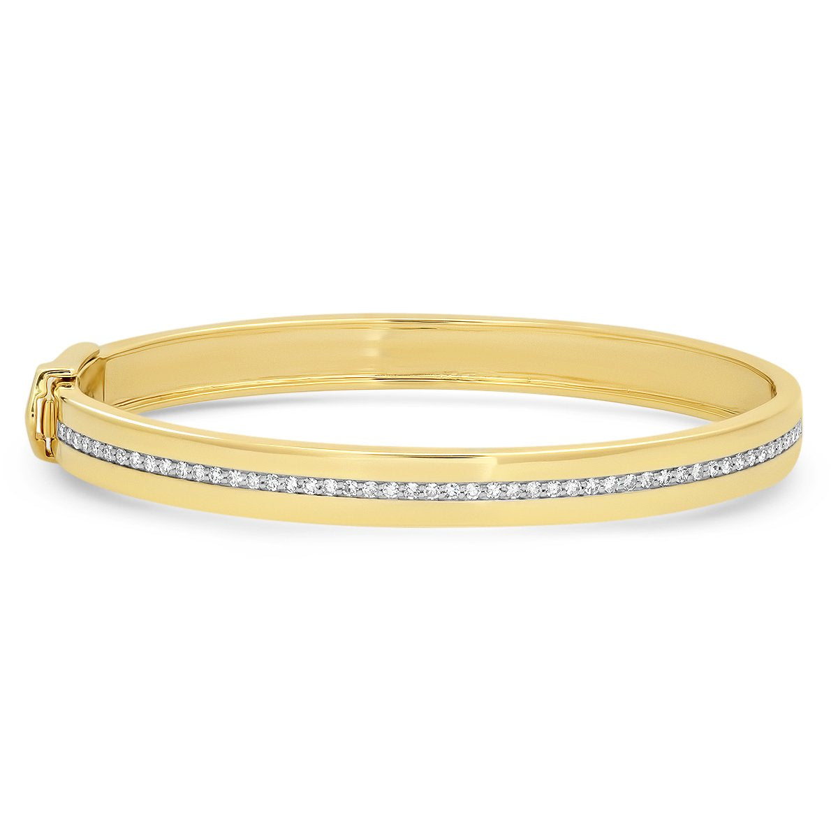 14K Yellow Gold Bangle with Pave Diamond Row