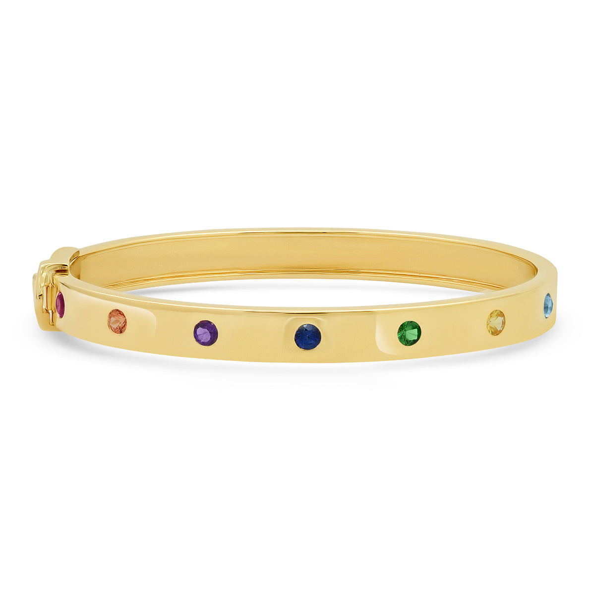 14K Yellow Gold Round Multi Colored Bangle