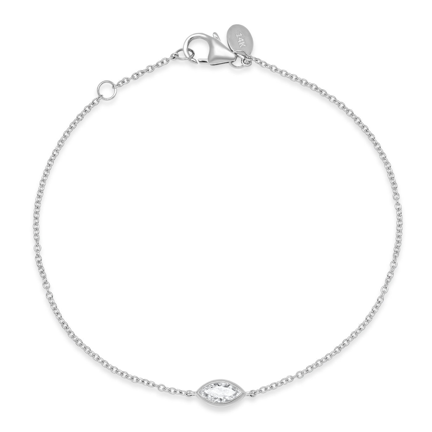 14K White Gold Diamond Marquise Sun Ray Bracelet