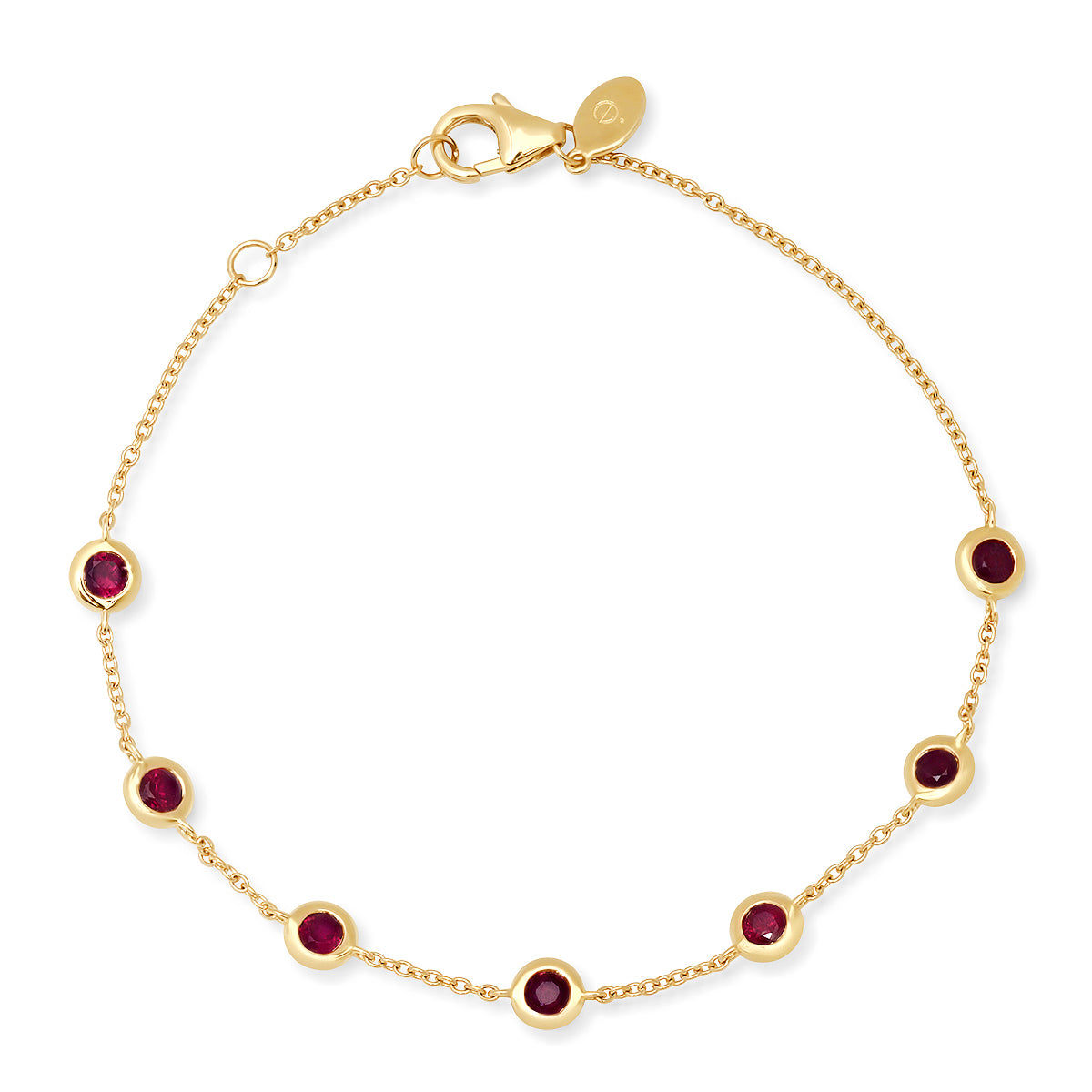 14K Yellow Gold Ruby Bezel Set Bracelet