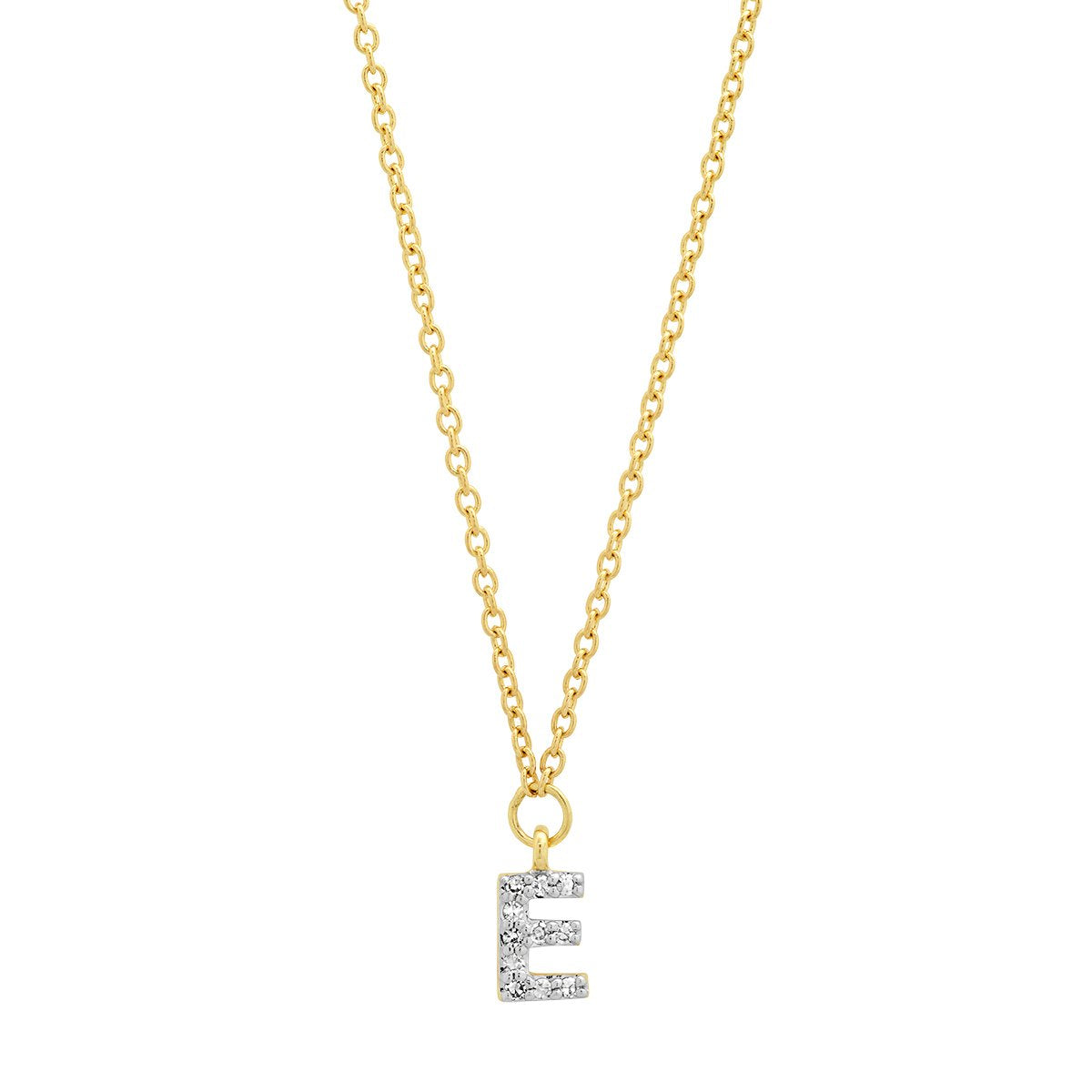 14K Gold Diamond Initial Necklace 14K White Gold / 14 Inches