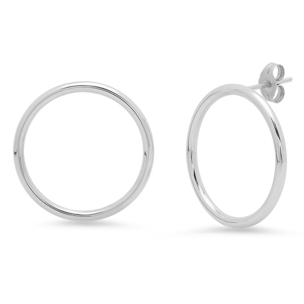 14K White Gold High Polish Loop Earrings