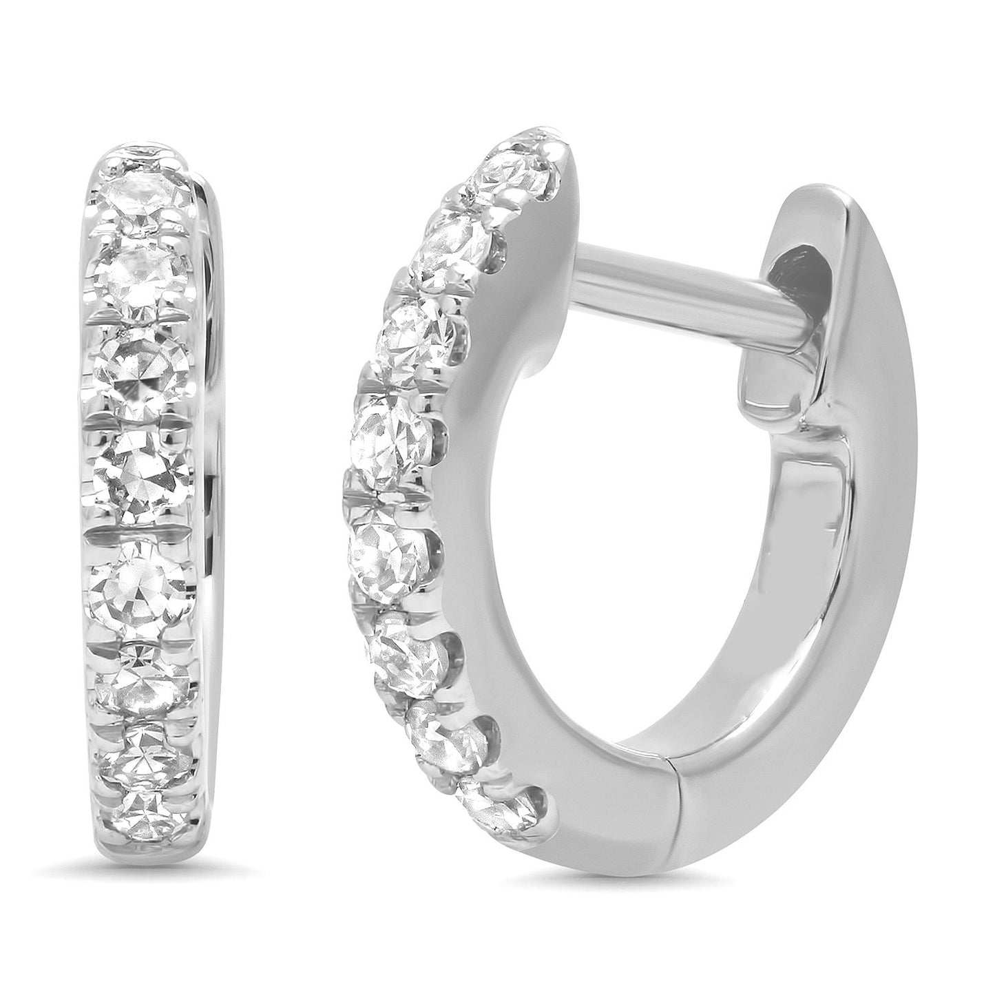 14K White Gold Mini Diamond Huggies