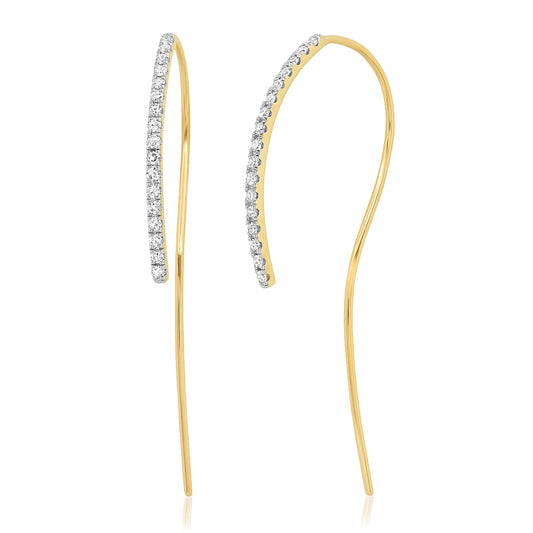 14K Yellow Gold Diamond Hook Earrings