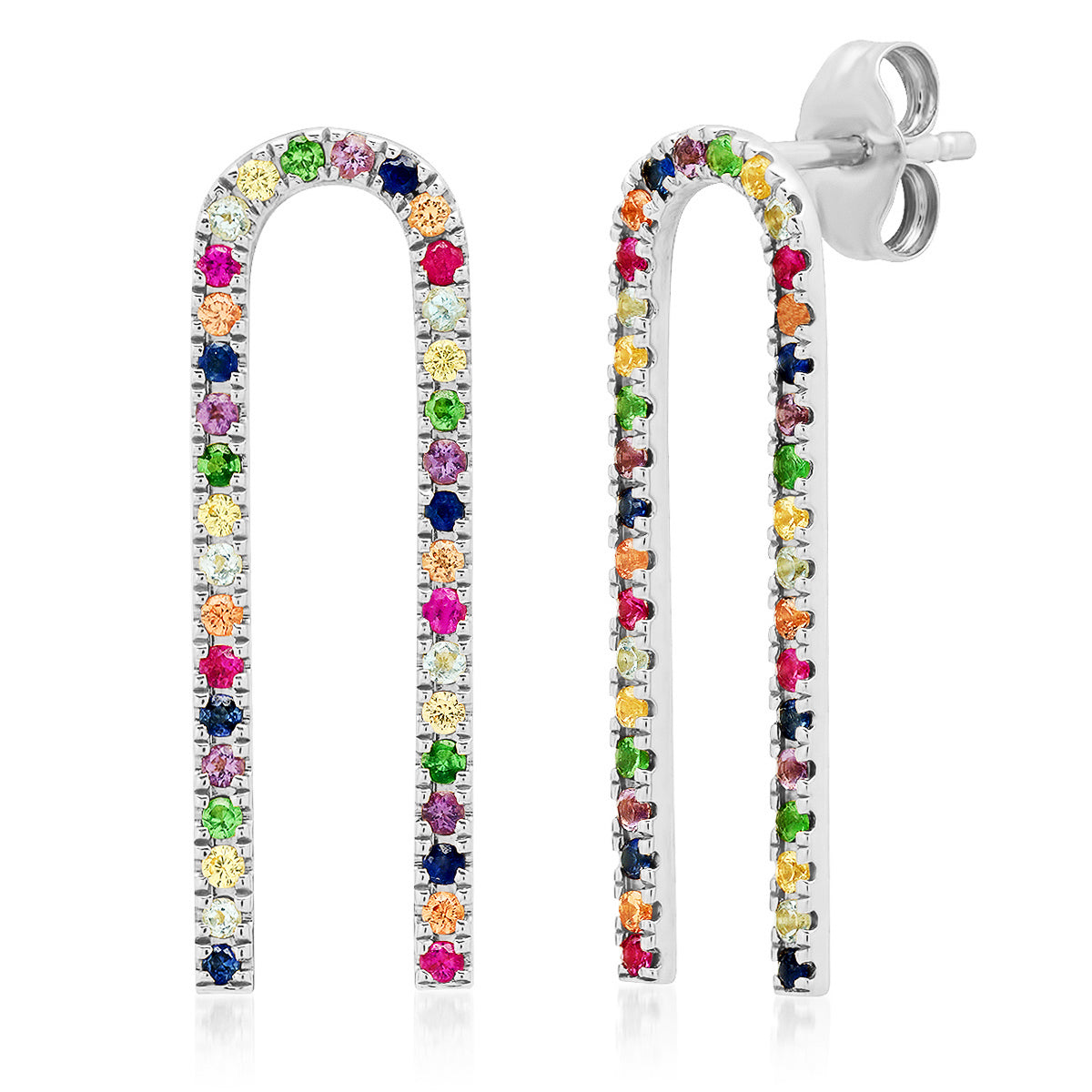 14K White Gold Multi Colored Magnet Earrings