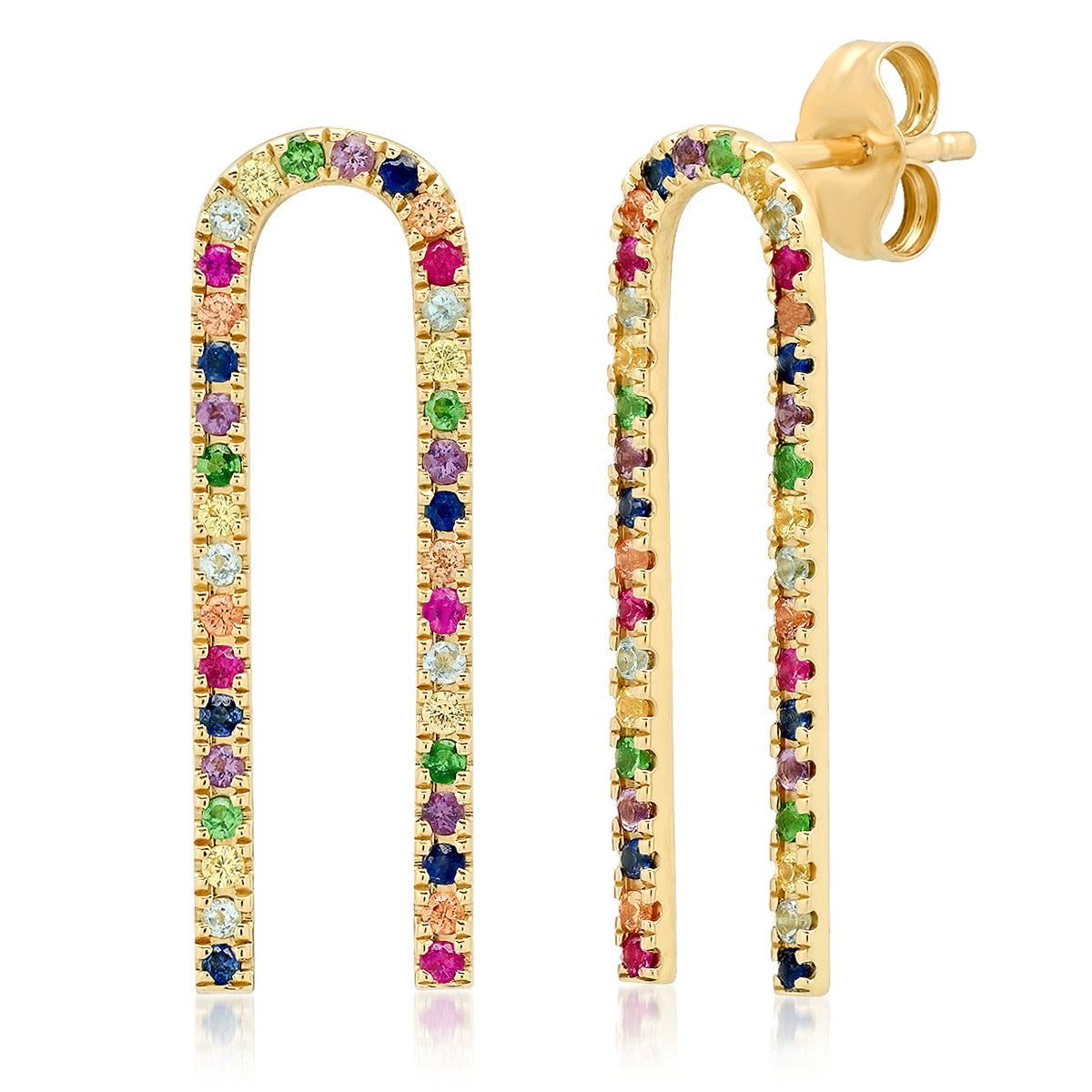 14K Yellow Gold Multi Colored Magnet Earrings