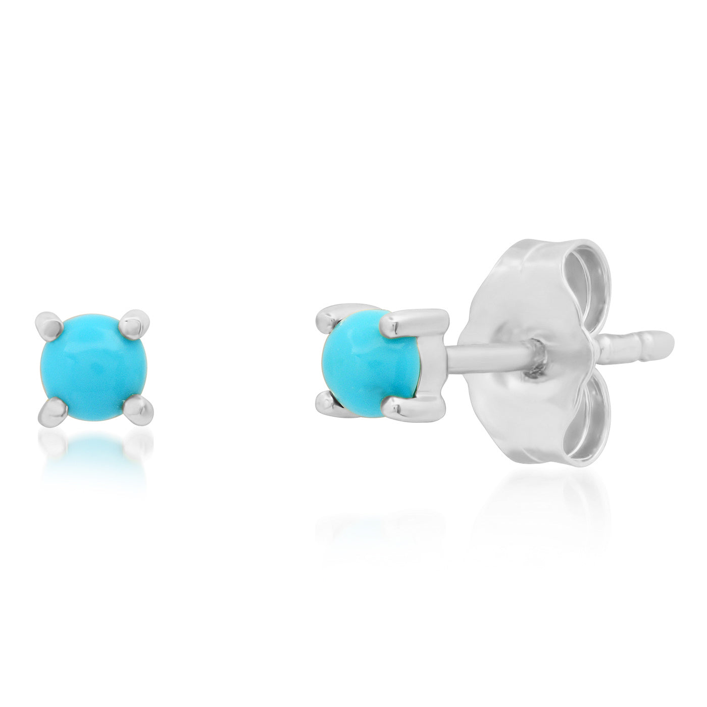 14K White Gold Turquoise Studs