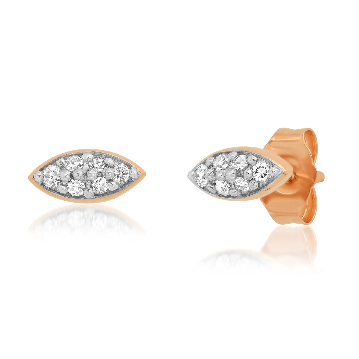 14K Rose Gold Diamond Evil Eye Studs