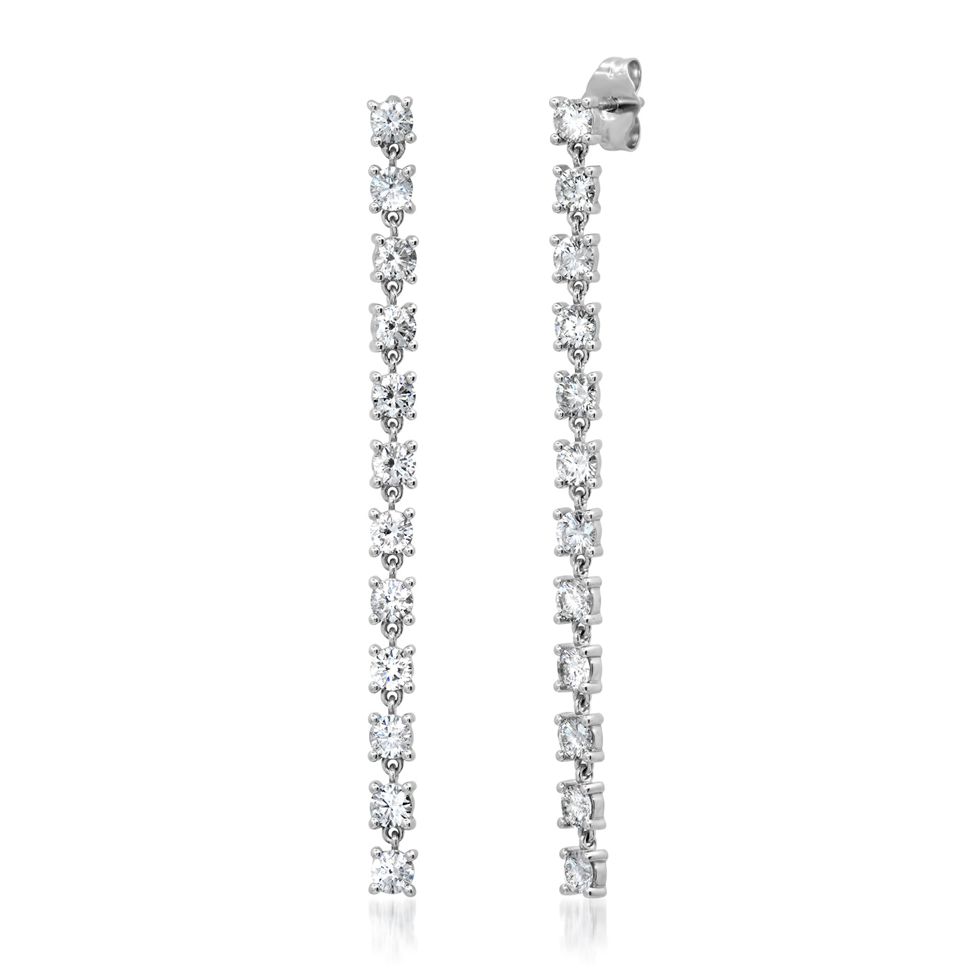14K White Gold Diamond Link Earrings