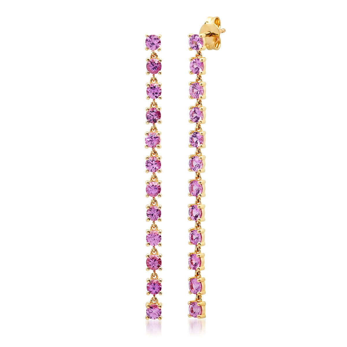 14K Yellow Gold Pink Sapphire Link Earrings