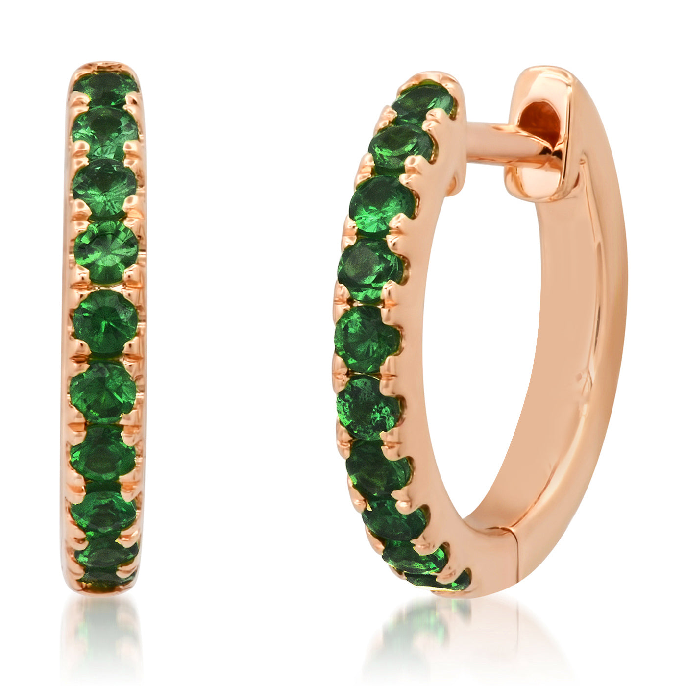 14K Rose Gold Standard Tsavorite Huggies