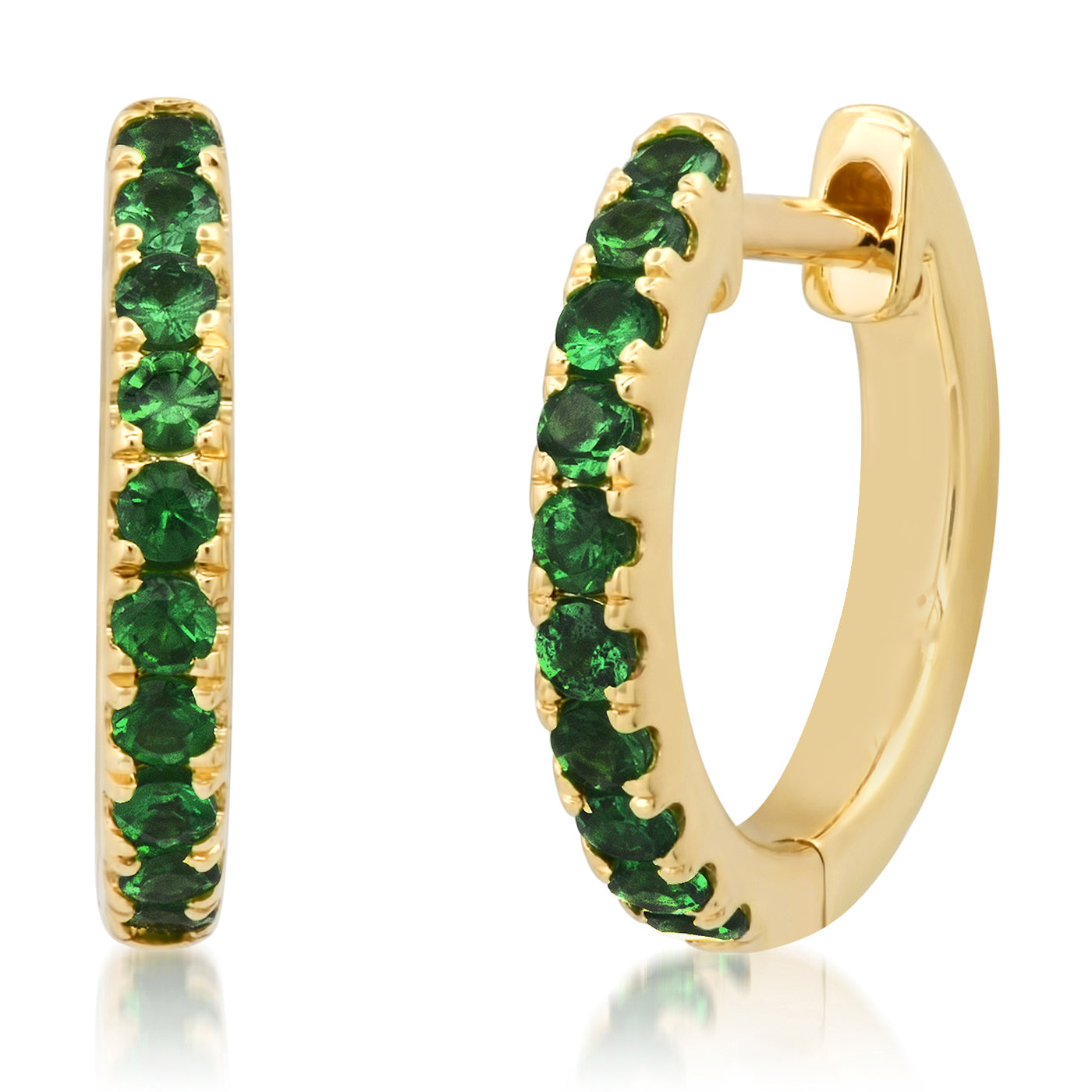 14K Yellow Gold Standard Tsavorite Huggies