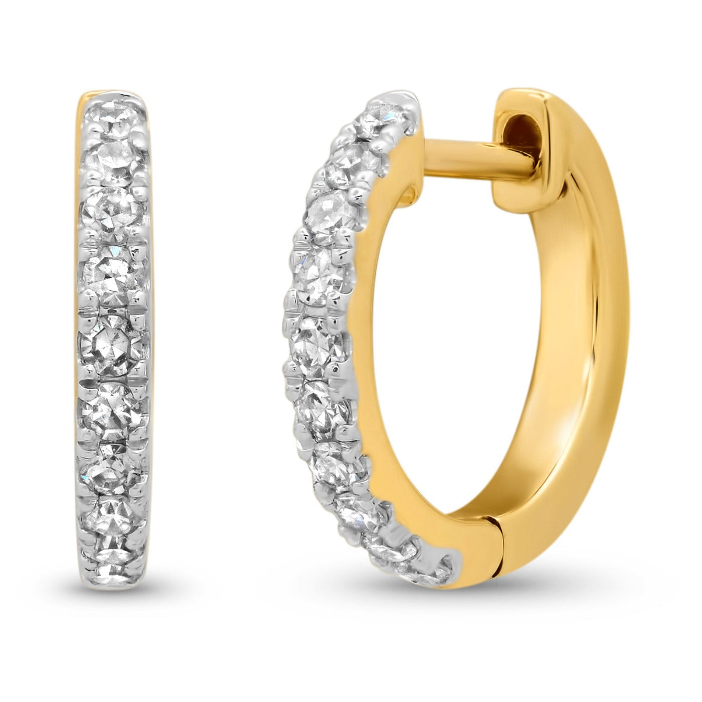 14K Yellow Gold Standard Diamond Huggies