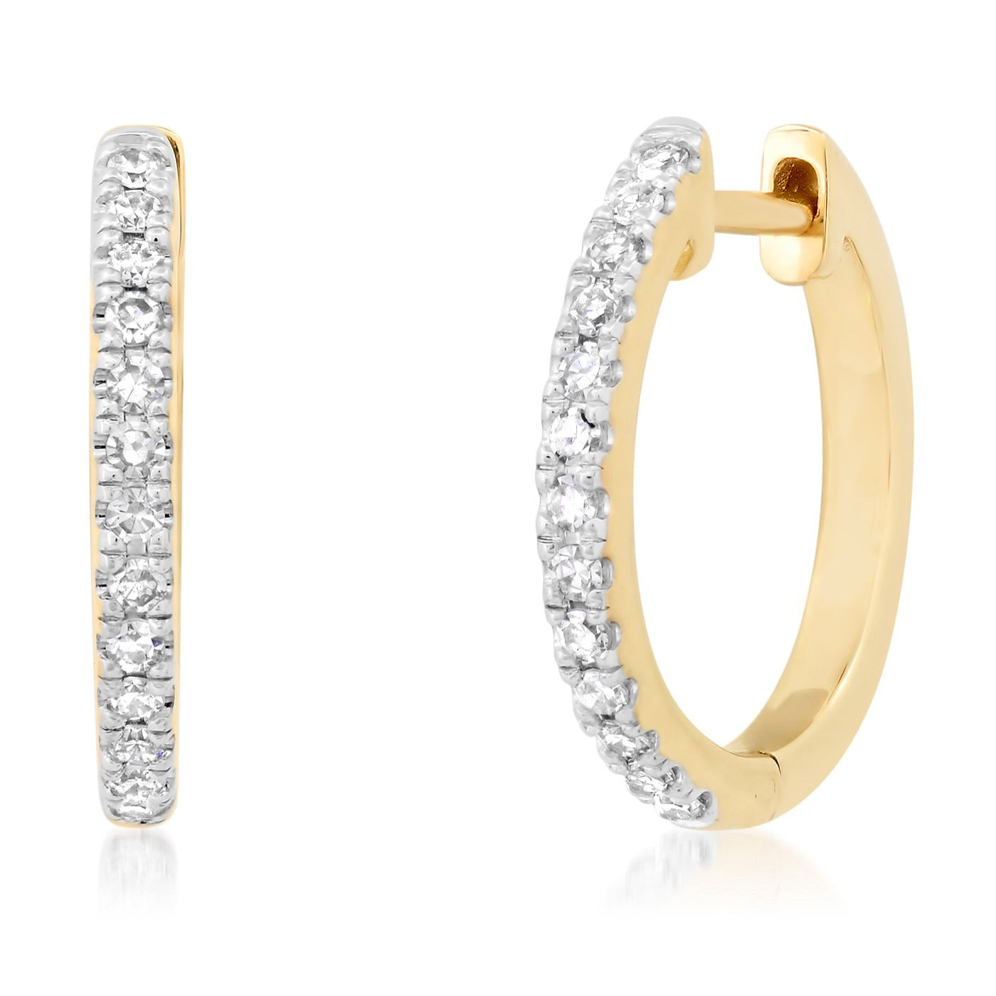 14K Yellow Gold Medium Diamond Huggies