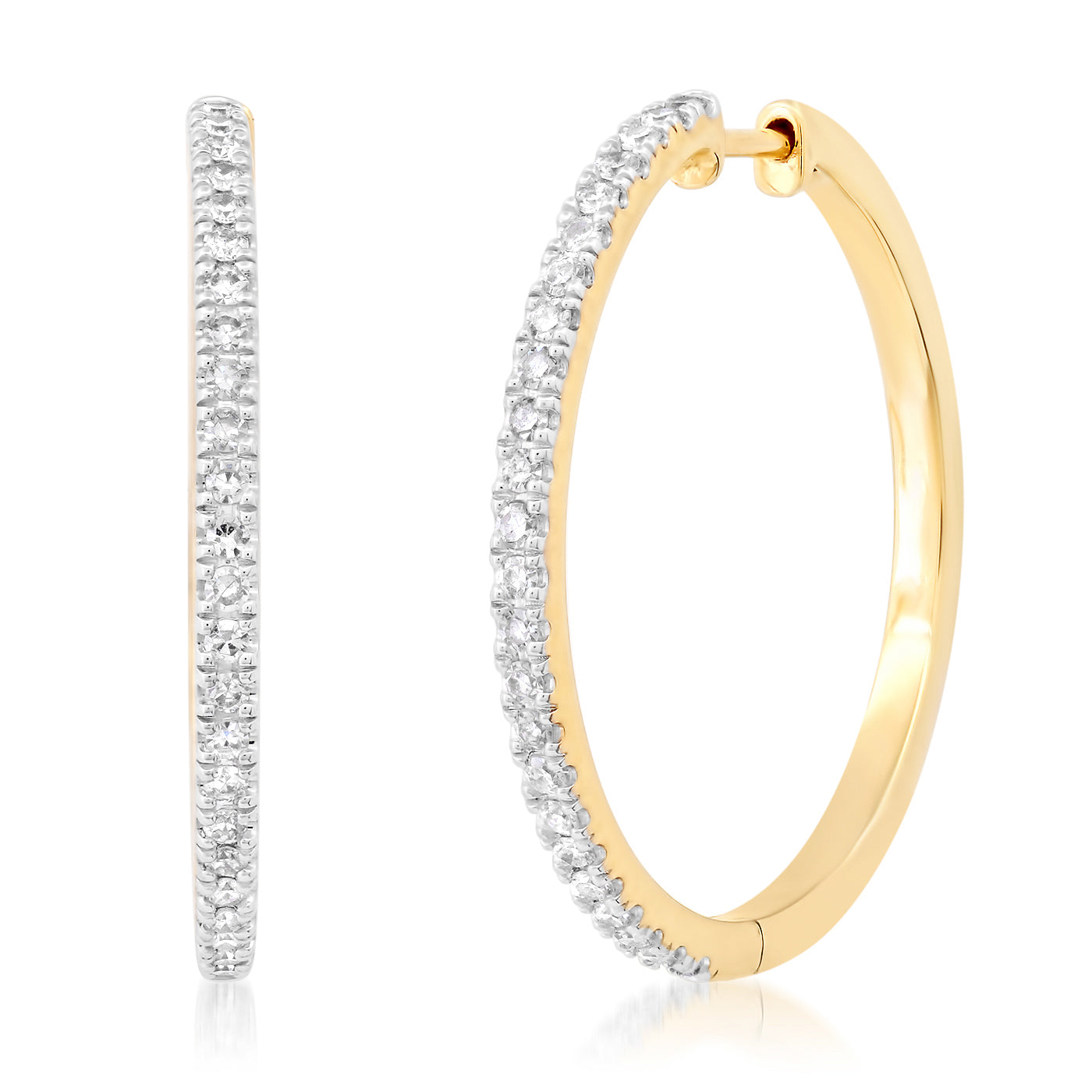 14K Yellow Gold Essential Diamond Hoops