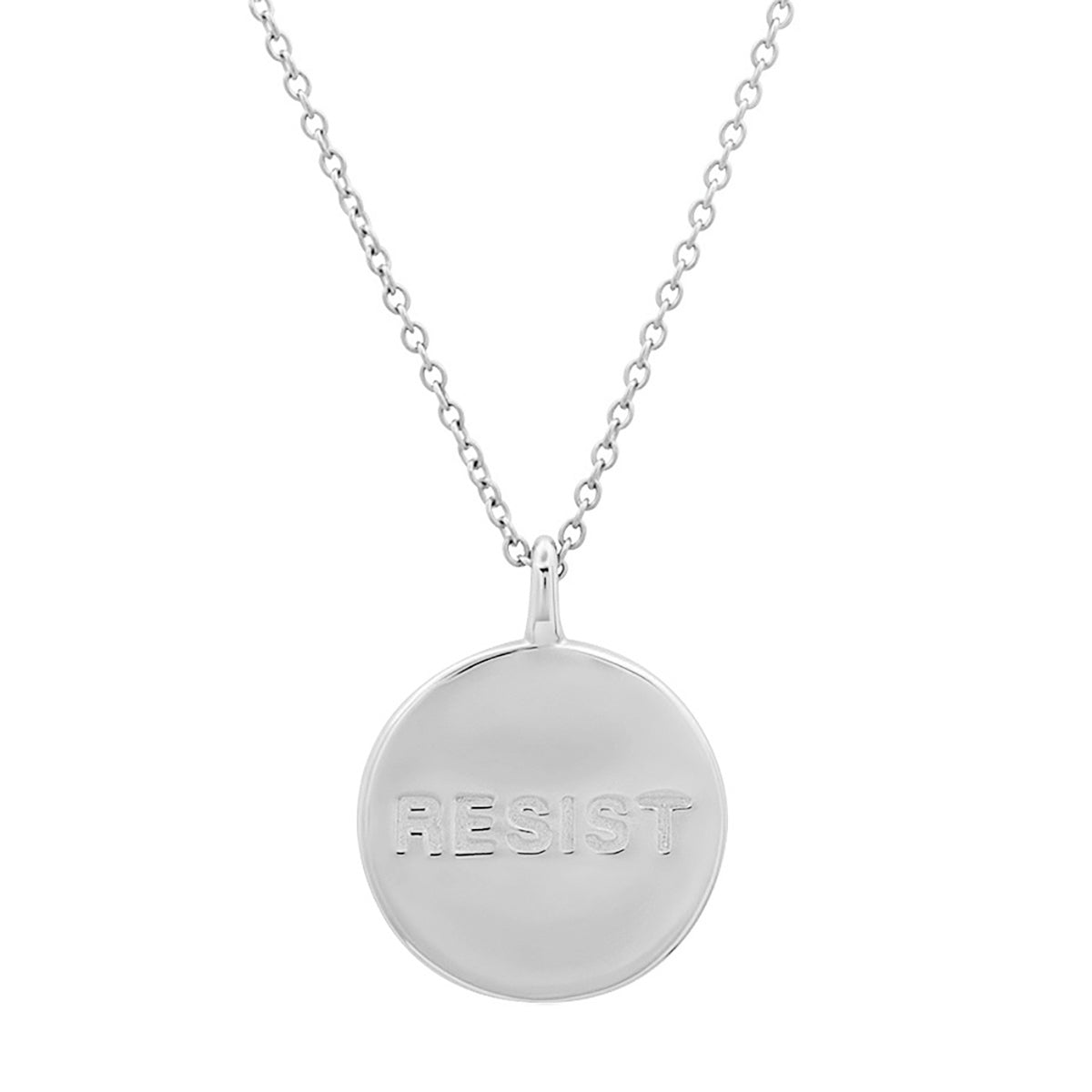 14K White Gold Engraved Resist Pendant Necklace