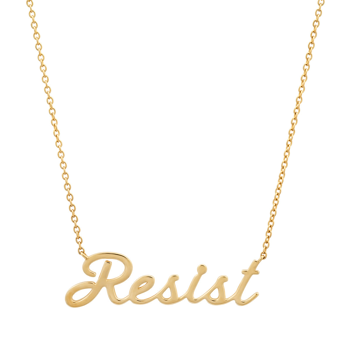 14K Yellow Gold Resist Script Necklace