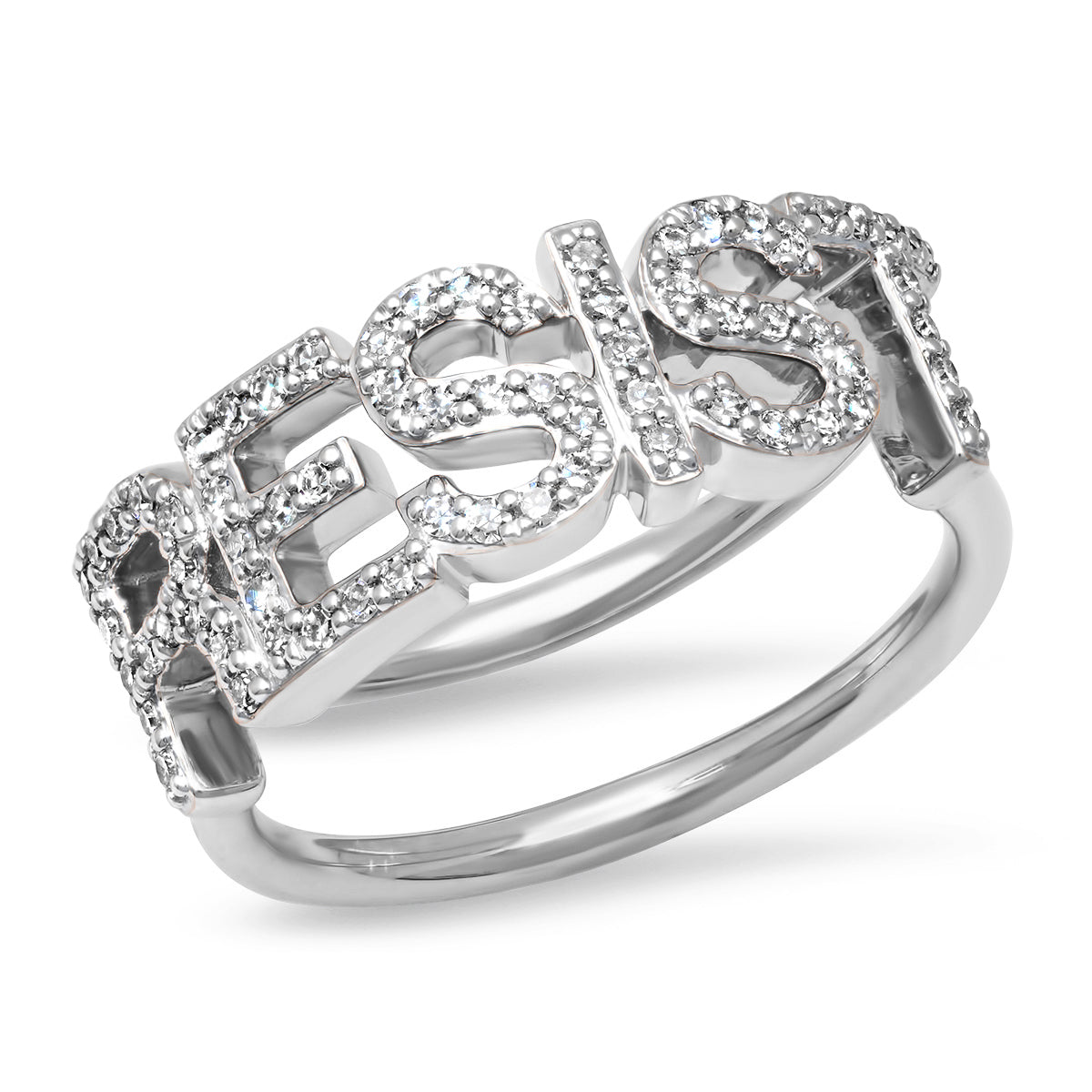 14K White Gold Diamond Resist Ring