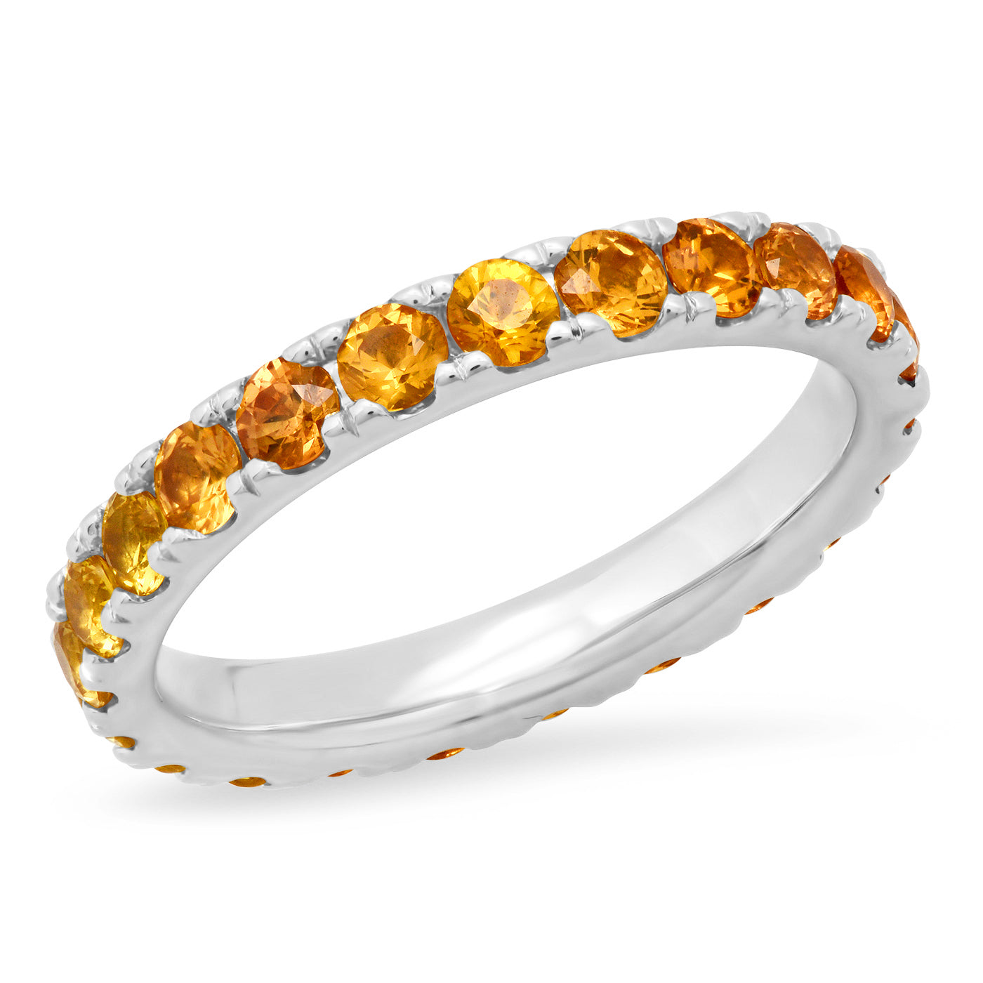 14K White Gold Large Sunburst Eternity Band