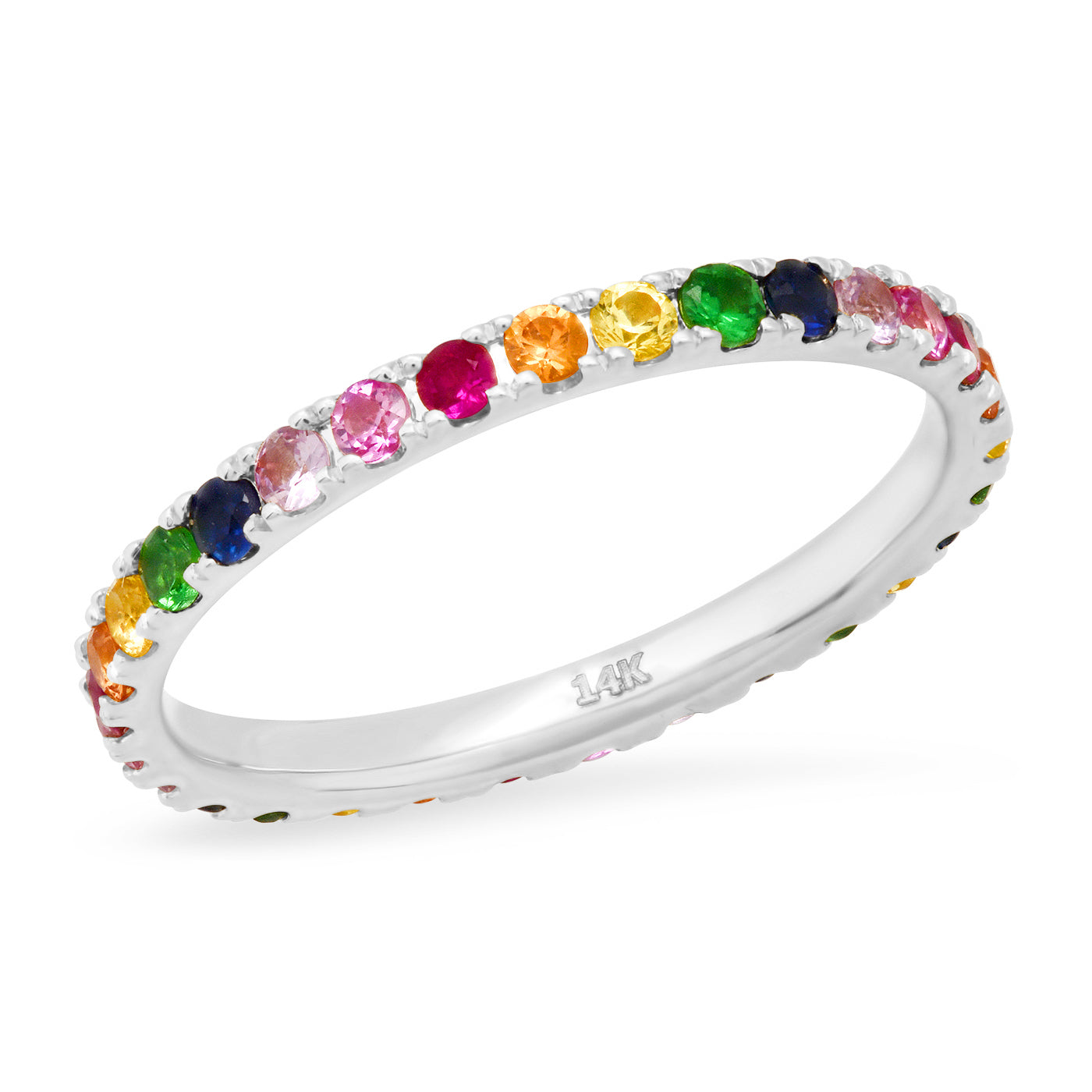 14K White Gold Eriness x Stephanie Gottlieb Rainbow Eternity Band