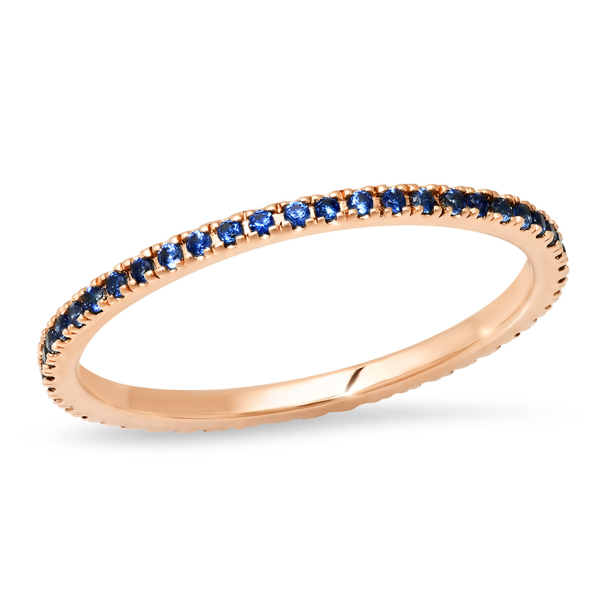 14K Rose Gold Blue Sapphire Eternity Band