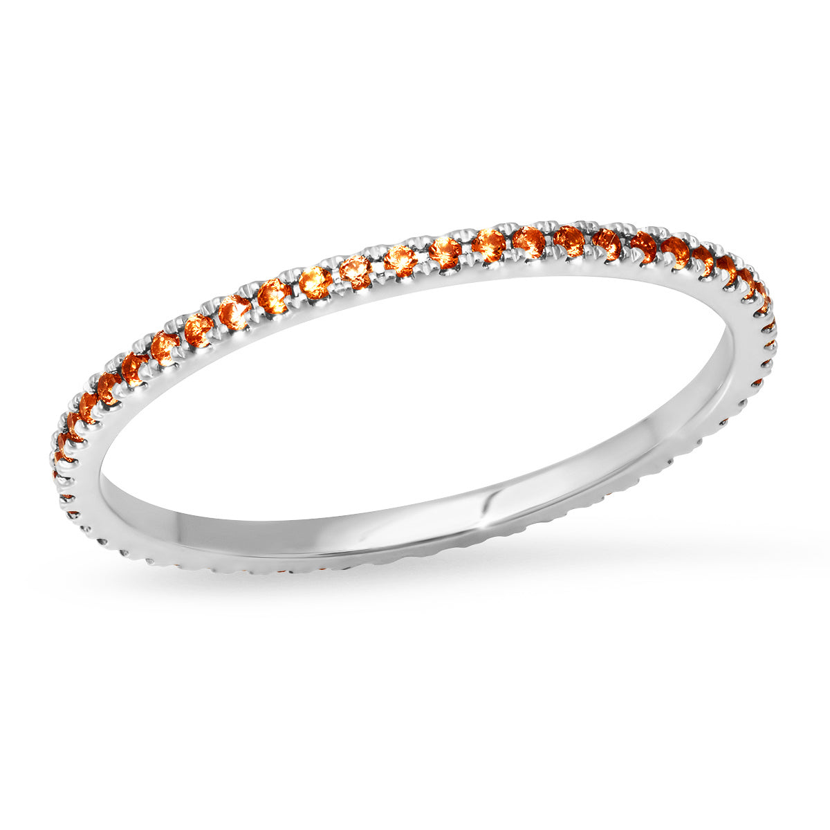 14K White Gold Orange Sapphire Eternity Band