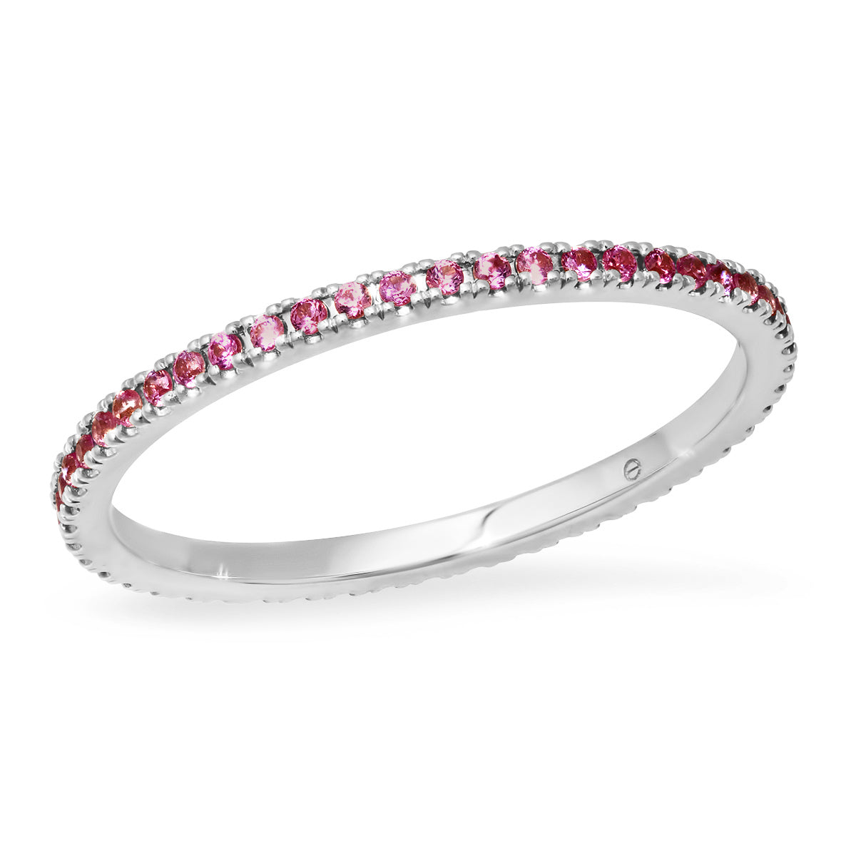 14K White Gold Pink Sapphire Eternity Band