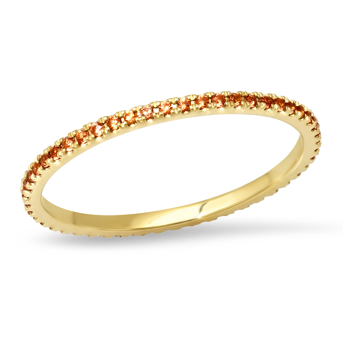 14K Yellow Gold Orange Sapphire Eternity Band