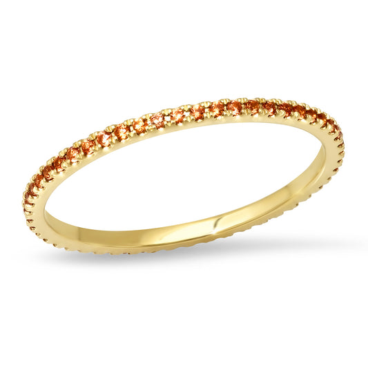 14K Yellow Gold Orange Sapphire Eternity Band