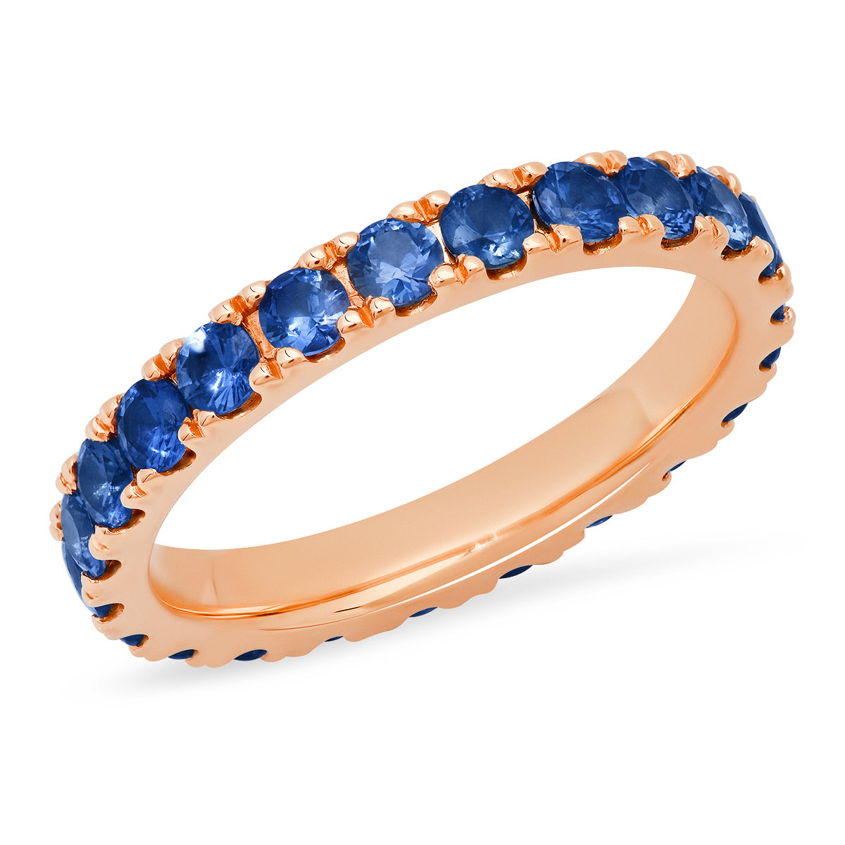 14K Rose Gold Large Blue Sapphire Eternity Band