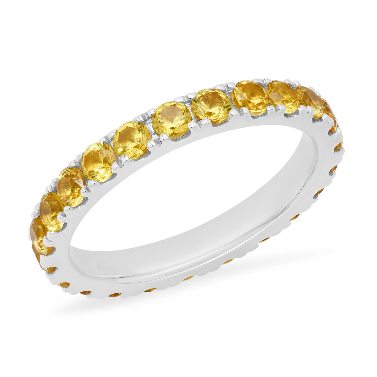 14K White Gold Large Yellow Sapphire Eternity Band