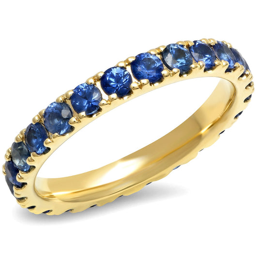 14K Yellow Gold Large Blue Sapphire Eternity Band