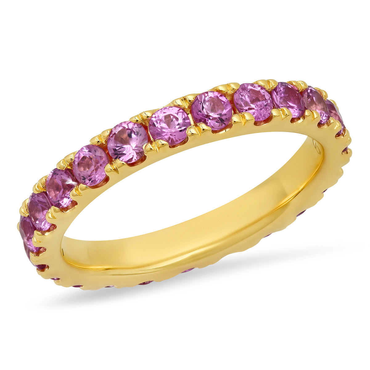 14K Yellow Gold Large Pink Sapphire Eternity Band