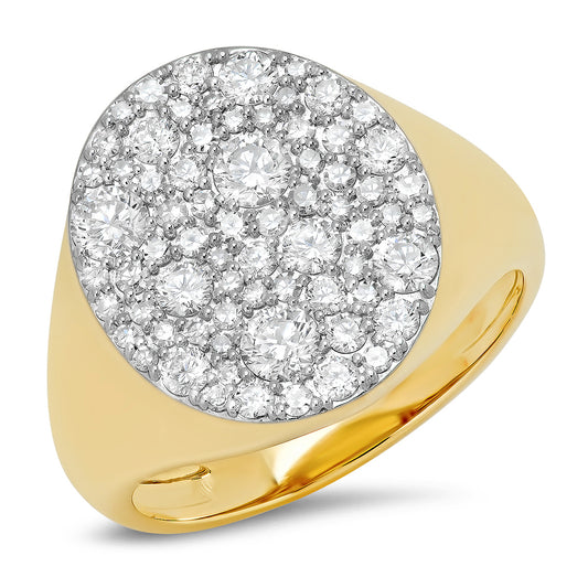 14K Yellow Gold Diamond Signet Ring