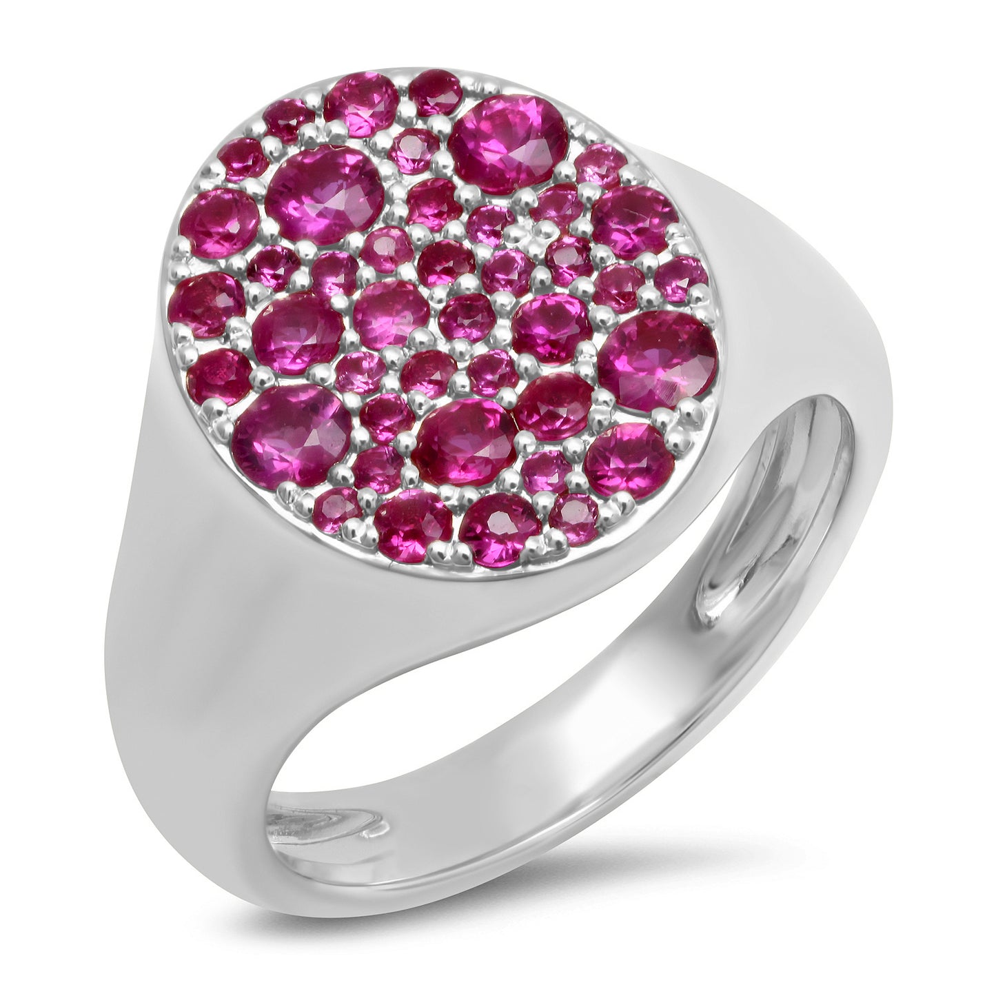 14K White Gold Ruby Signet Pinky Ring