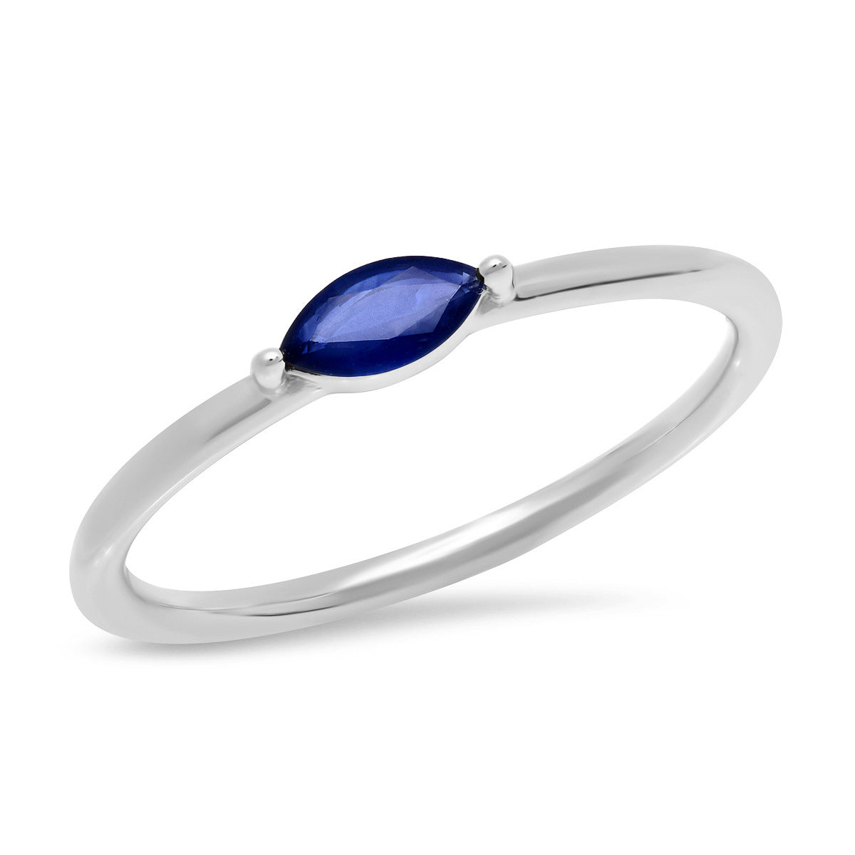 14K White Gold Blue Sapphire Marquise Ring