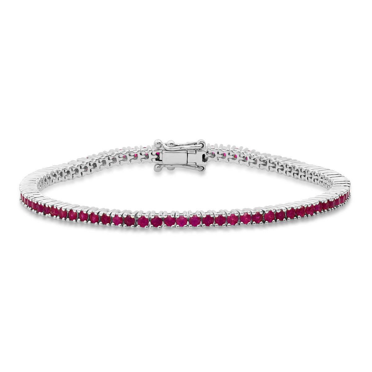 14K White Gold Ruby Classic Tennis Bracelet